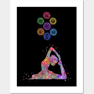 Yoga lady pose Posters and Art